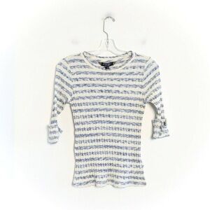 NWT Principles Ben de Lisi striped off-white blue horizontal knit top nautical